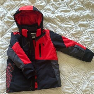 Spyder Red and Black Hooded Puffer Jacket for Outdoor Warmth